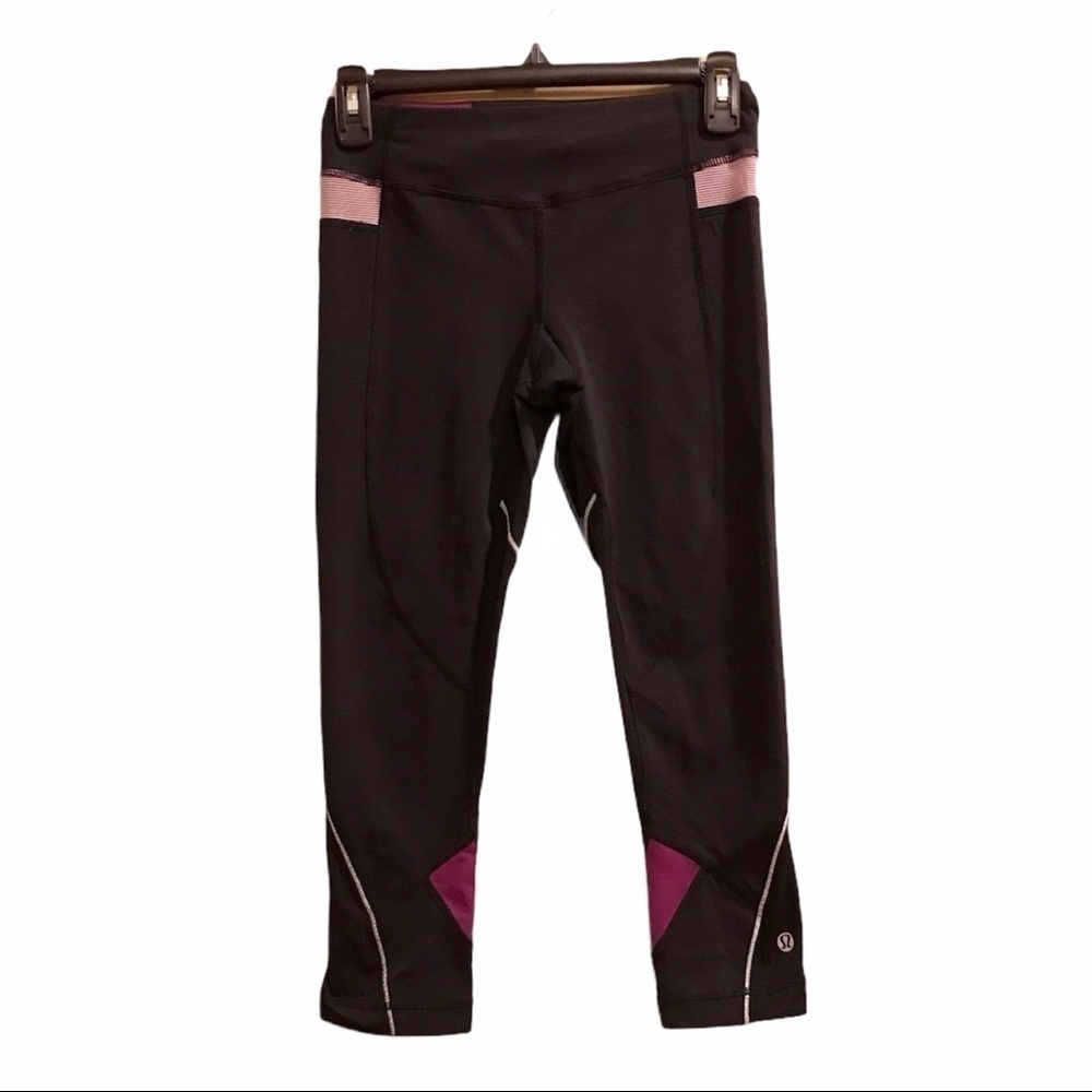 LULULEMON RUN EMPOWER CROP PANTS BLACK Leggings
